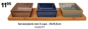 Promoties Serveerplank met 3 cups - Cosy & Trendy - Geldig van 01/12/2022 tot 31/12/2022 bij Euro Shop