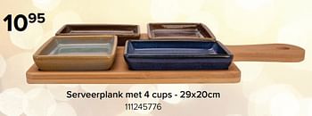 Promoties Serveerplank met 4 cups - Cosy & Trendy - Geldig van 01/12/2022 tot 31/12/2022 bij Euro Shop