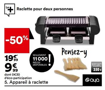 Promotions Appareil à raclette aya 2-black dn - Aya - Valide de 29/11/2022 à 02/01/2023 chez But