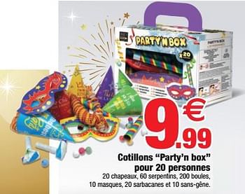Promotions Cotillons party’n box pour 20 personnes - Produit Maison - Bazarland - Valide de 14/12/2022 à 31/12/2022 chez Bazarland
