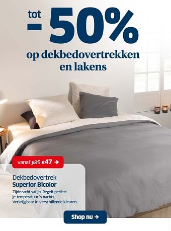 Promoties Dekbedovertrek superior bicolor - Huismerk - Sleeplife - Geldig van 02/01/2023 tot 31/01/2023 bij Sleeplife