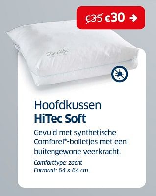 Promoties Hoofdkussen hitec soft - Huismerk - Sleeplife - Geldig van 02/01/2023 tot 31/01/2023 bij Sleeplife