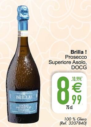 Schuimwijnen Brilla prosecco superiore asolo docg Promotie