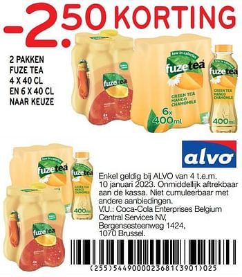 Promoties 2 pakken fuze tea -2.50 korting - FuzeTea - Geldig van 04/01/2023 tot 10/01/2023 bij Alvo