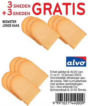 Promoties Beemster jonge kaas 3 sneden + 3 sneden gratis - Beemster - Geldig van 04/01/2023 tot 10/01/2023 bij Alvo