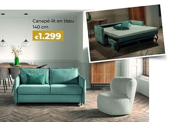 Promotions Canapé-lit en tissu - Produit Maison - Euroshop - Valide de 03/01/2023 à 31/01/2023 chez Euro Shop