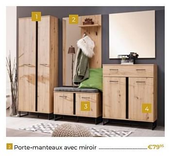 Promotions Porte-manteaux avec miroir - Produit Maison - Euroshop - Valide de 03/01/2023 à 31/01/2023 chez Euro Shop