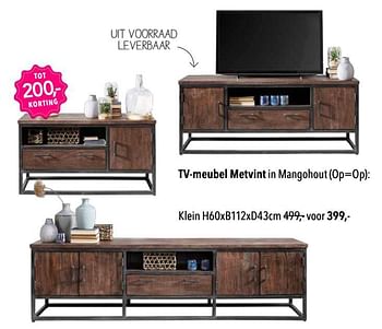 Promoties Tv-meubel metvint klein - Huismerk - Pronto Wonen - Geldig van 03/01/2023 tot 31/01/2023 bij Pronto Wonen