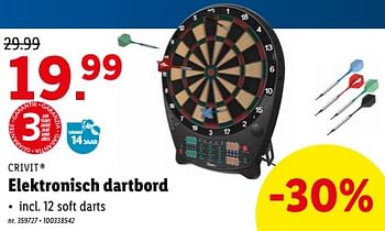 Promoties Elektronisch dartbord - Crivit - Geldig van 02/01/2023 tot 07/01/2023 bij Lidl