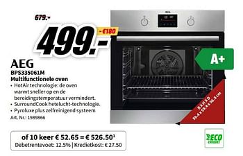 Promoties Aeg bps335061m multifunctionele oven - AEG - Geldig van 03/01/2023 tot 08/01/2023 bij Media Markt