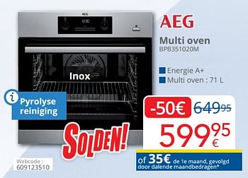 Promoties Aeg multi oven bpb351020m - AEG - Geldig van 03/01/2023 tot 31/01/2023 bij Eldi