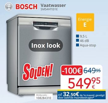 Promotions Bosch vaatwasser sms4hti31e - Bosch - Valide de 03/01/2023 à 31/01/2023 chez Eldi