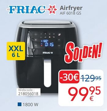 Promoties Friac airfryer aif 6018 gs - Friac - Geldig van 03/01/2023 tot 31/01/2023 bij Eldi