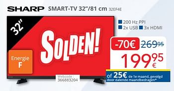 Promoties Sharp smart-tv 32-81 cm 32ef4e - Sharp - Geldig van 03/01/2023 tot 31/01/2023 bij Eldi