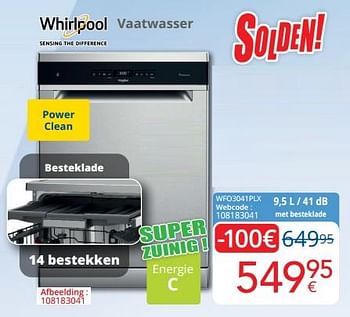 Promoties Whirlpool vaatwasser wfo3041plx - Whirlpool - Geldig van 03/01/2023 tot 31/01/2023 bij Eldi