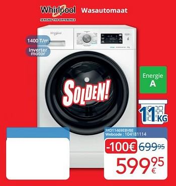 Promoties Whirlpool wasautomaat ffd11469ebvbe - Whirlpool - Geldig van 03/01/2023 tot 31/01/2023 bij Eldi