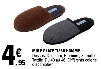 Produit Maison E.Leclerc Mule plate tissu homme En promotion