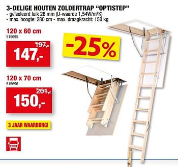 Promoties 3-delige houten zoldertrap optistep - Huismerk - Hubo  - Geldig van 28/12/2022 tot 08/01/2023 bij Hubo