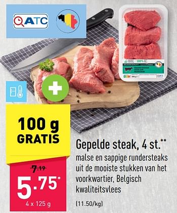 Promoties Gepelde steak - Huismerk - Aldi - Geldig van 02/01/2023 tot 13/01/2023 bij Aldi