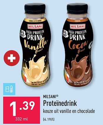 Promoties Proteïnedrink - Milsani - Geldig van 06/01/2023 tot 13/01/2023 bij Aldi