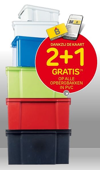 Promoties 2+1 gratis op alle opbergbakken in pvc - Huismerk - Brico - Geldig van 04/01/2023 tot 30/01/2023 bij Brico