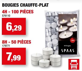 Promotions Bougies chauffe-plat - Spaas - Valide de 28/12/2022 à 08/01/2023 chez Hubo