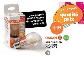 Promotions Ampoule led filament classic a - Osram - Valide de 04/01/2023 à 30/01/2023 chez Brico