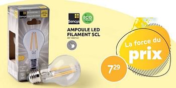 Promotions Ampoule led filament scl - Sencys - Valide de 04/01/2023 à 30/01/2023 chez Brico