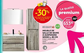 Promotions Meuble de salle de bains à suspendre sense - Allibert - Valide de 04/01/2023 à 30/01/2023 chez Brico