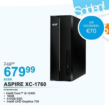 Promoties Acer aspire xc-1760 dt.bhweh.00g - Acer - Geldig van 02/01/2023 tot 31/01/2023 bij Auva