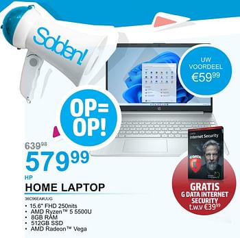 Promoties Hp home laptop 36c96ea#uug - HP - Geldig van 02/01/2023 tot 31/01/2023 bij Auva