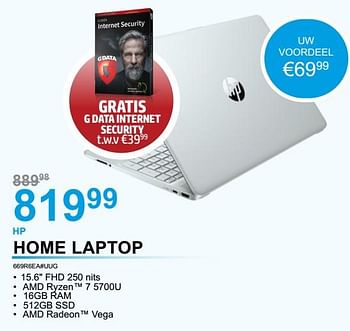 Promoties Hp home laptop 669r6ea#uug - HP - Geldig van 02/01/2023 tot 31/01/2023 bij Auva