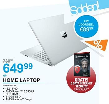 Promoties Hp home laptop 669r8ea#uug - HP - Geldig van 02/01/2023 tot 31/01/2023 bij Auva