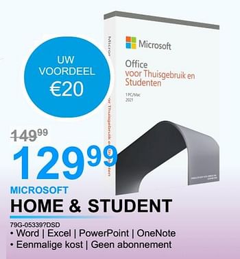 Promoties Microsoft home + student 79g-05339?dsd - Microsoft - Geldig van 02/01/2023 tot 31/01/2023 bij Auva