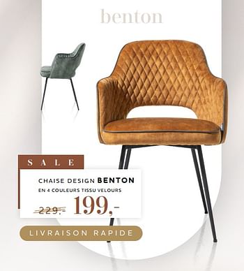Promotions Chaise design benton - Produit Maison - Xooon - Valide de 22/12/2022 à 15/02/2023 chez Xooon