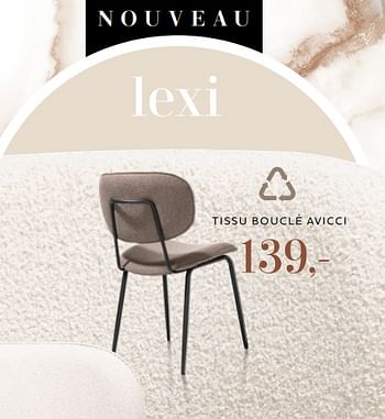 Promotions Lexi tissu bouclé avicci - Produit Maison - Xooon - Valide de 22/12/2022 à 15/02/2023 chez Xooon