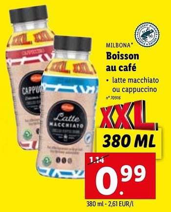 Promotions Boisson au café - Milbona - Valide de 09/01/2023 à 14/01/2023 chez Lidl