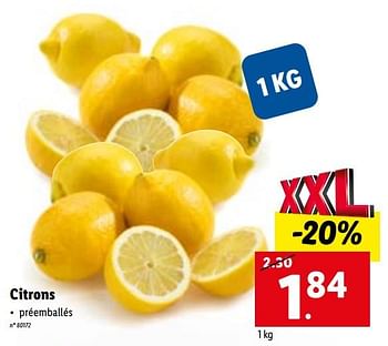 Promoties Citrons - Huismerk - Lidl - Geldig van 09/01/2023 tot 14/01/2023 bij Lidl