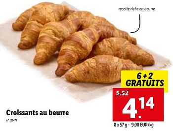 Promotions Croissants au beurre - Produit maison - Lidl - Valide de 09/01/2023 à 14/01/2023 chez Lidl