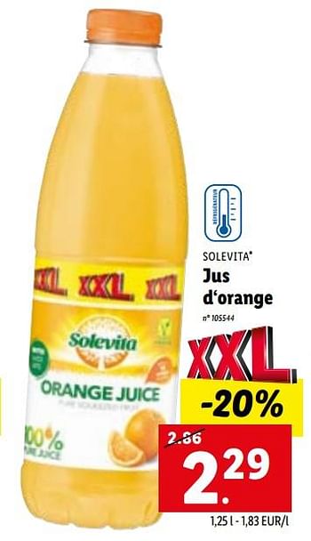 Promoties Jus d‘orange - Solevita - Geldig van 09/01/2023 tot 14/01/2023 bij Lidl