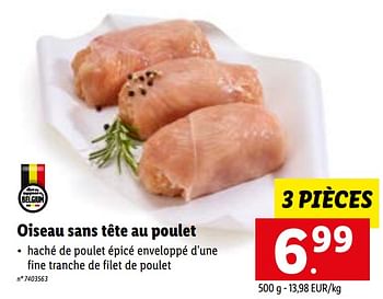 Promotions Oiseau sans tête au poulet - Produit maison - Lidl - Valide de 09/01/2023 à 14/01/2023 chez Lidl
