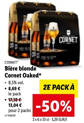 Promotions Bière blonde cornet oaked - Cornet  - Valide de 09/01/2023 à 14/01/2023 chez Lidl