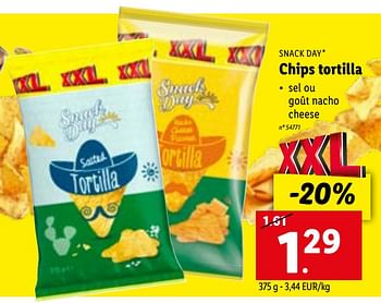 Promotions Chips tortilla - Snack Day - Valide de 09/01/2023 à 14/01/2023 chez Lidl