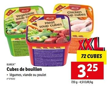 Promoties Cubes de bouillon - Kania - Geldig van 09/01/2023 tot 14/01/2023 bij Lidl