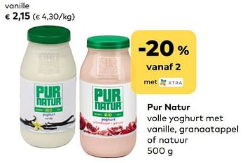 Promotions Pur natur volle yoghurt met vanille - Pur Natur - Valide de 02/01/2023 à 31/01/2023 chez Bioplanet