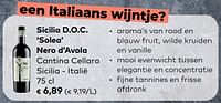 Sicilia d.o.c. solea nero d’avola cantina cellaro sicilia - italië-Rode wijnen