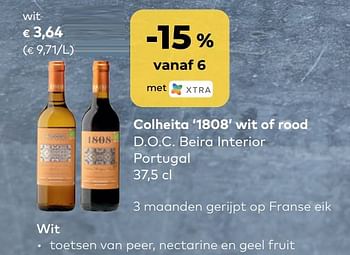 Promotions Colheita 1808 wit d.o.c. beira interior portugal - Vins blancs - Valide de 02/01/2023 à 31/01/2023 chez Bioplanet