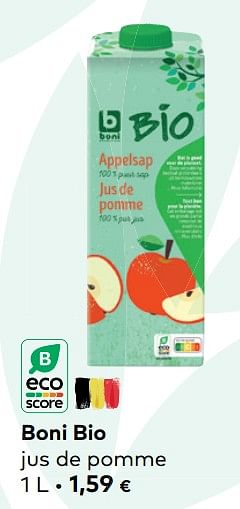 Promotions Boni bio jus de pomme - Boni - Valide de 02/01/2023 à 31/01/2023 chez Bioplanet