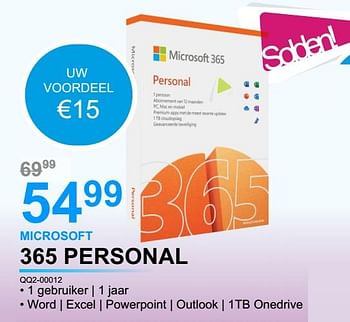 Promoties Microsoft 365 personal qq2-00012 - Microsoft - Geldig van 02/01/2023 tot 31/01/2023 bij VCD