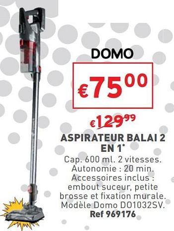 Promotions Aspirateur balai 2 en 1 domo do1032sv - Domo elektro - Valide de 04/01/2023 à 31/01/2023 chez Trafic